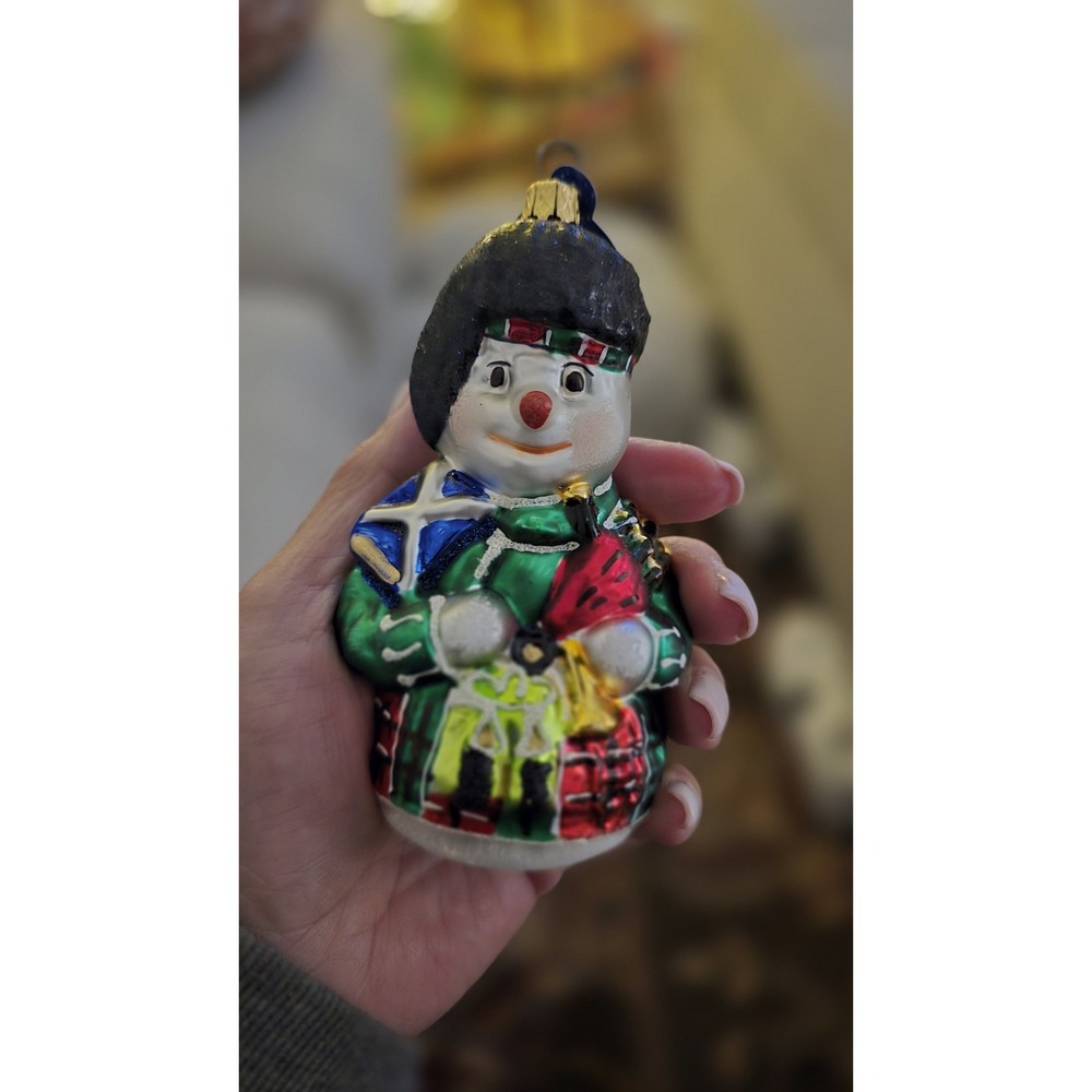 NIB Rare‎ Nordstrom At Home Scottish Snowman Blown Glass Ornament Made In Poland
